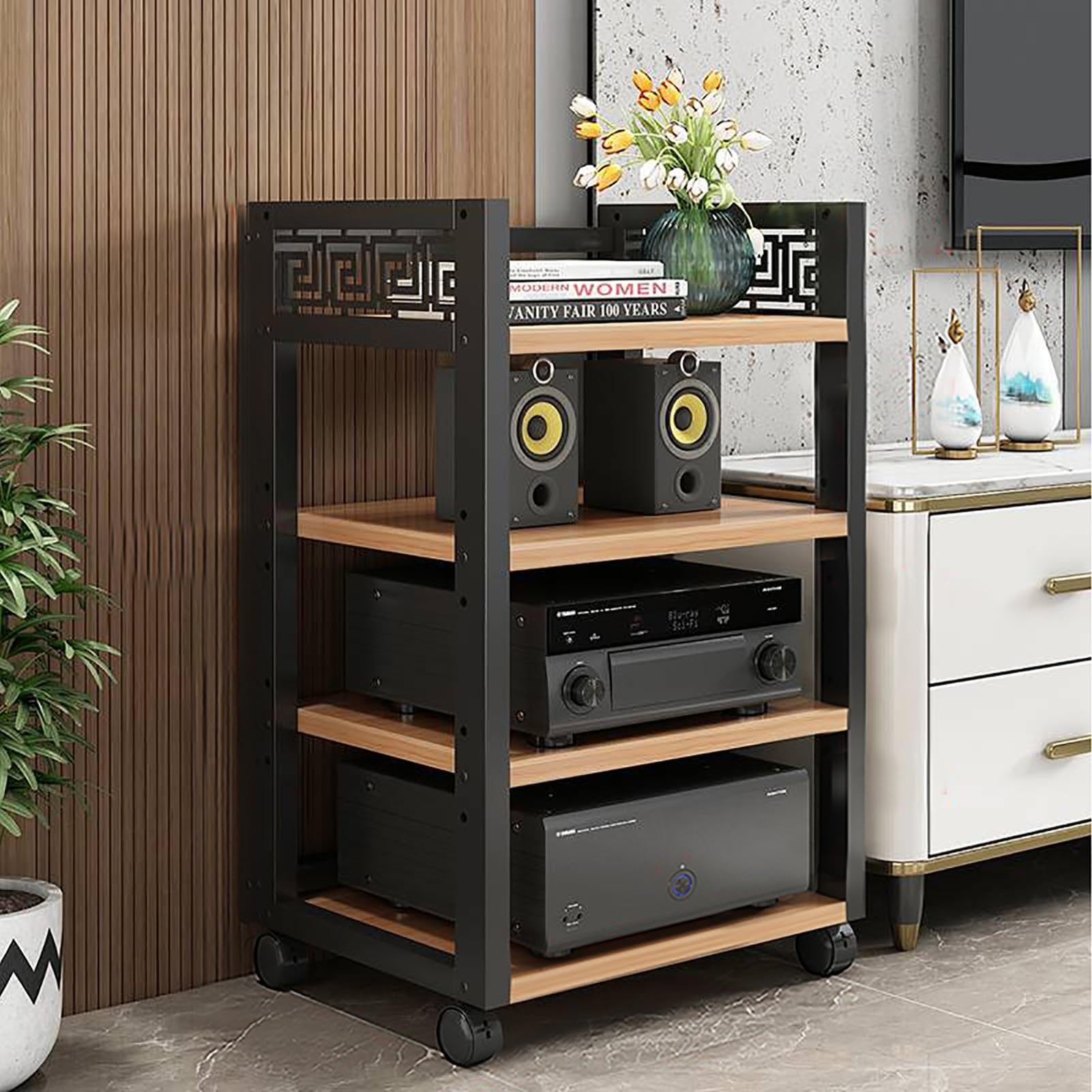 Amazon.com: JIAHESHYP Stereo Cabinet, 4 Tiers Media Storage